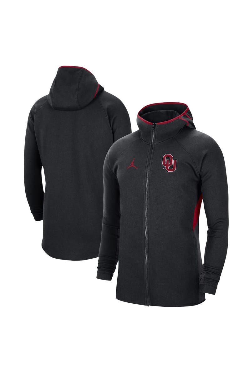 Jordan Brand Men's Oklahoma Sooners Basketball Showtime Full-Zip Performance Hoodie, Alternate, color, 