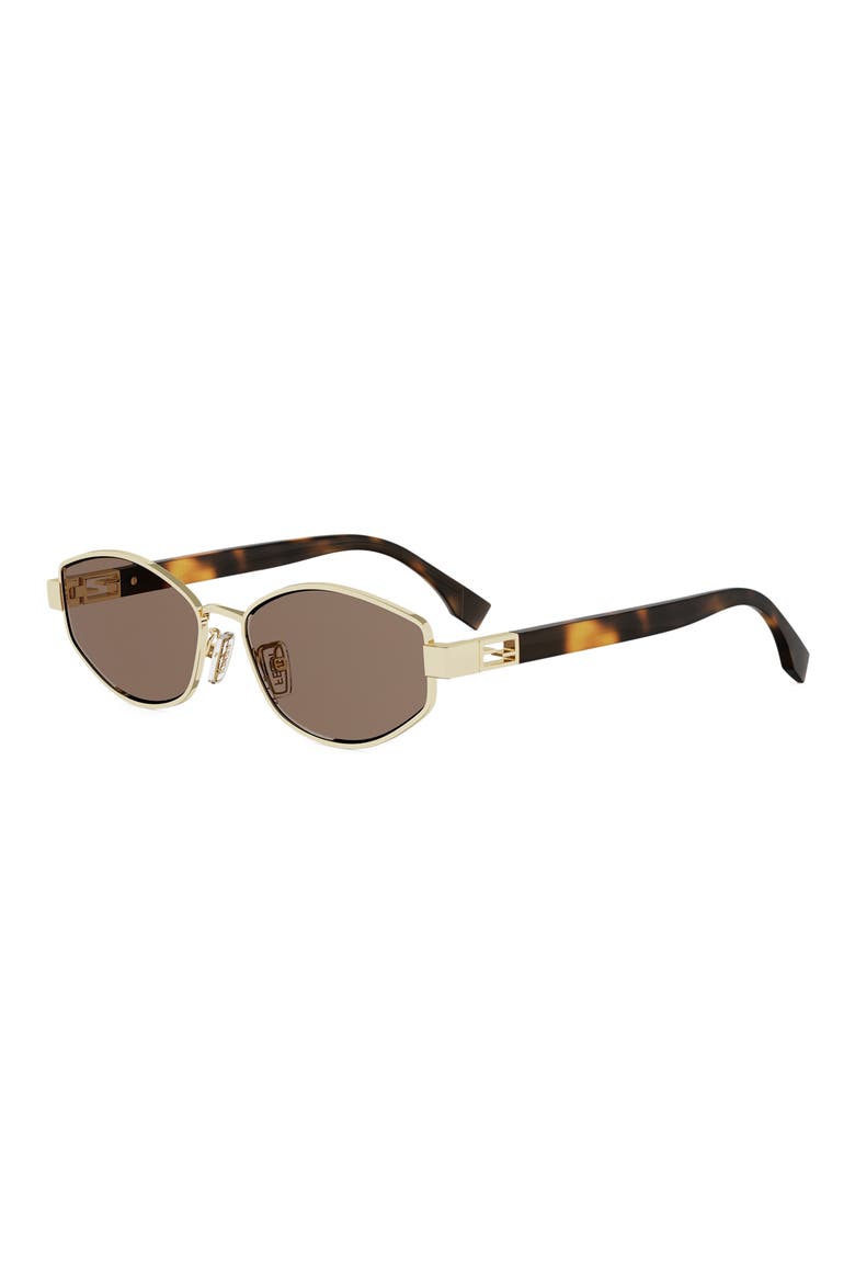 Baguette 56mm Geometric Sunglasses, Alternate, color, SHINY ENDURA GOLD / BROWN