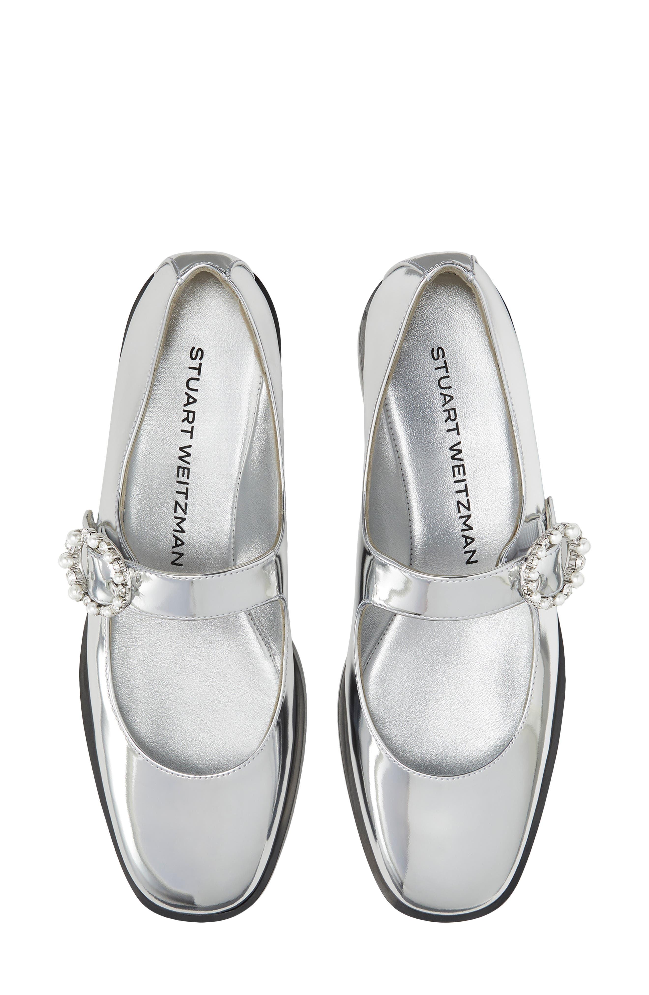 Stuart Weitzman Loralei Crystal Mary Jane, Alternate, color, Silver