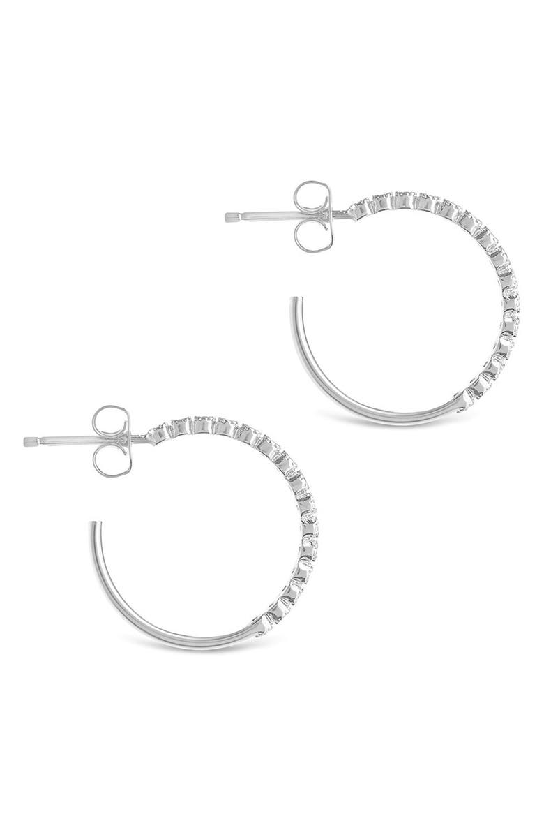 Sterling Forever 14K Yellow Gold Plated Sterling Silver Cubic Zirconia Hoop Earrings, Alternate, color, Silver