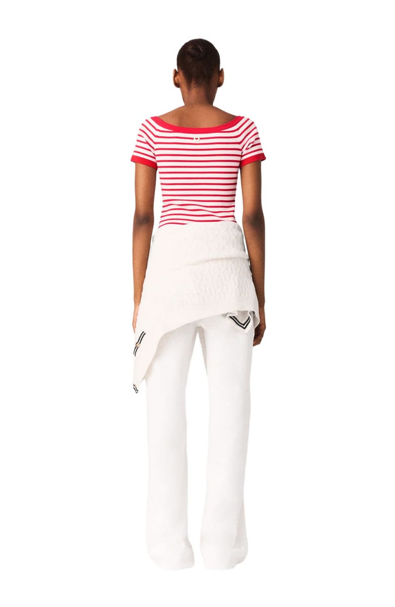 maje Striped knit top with boat neck, Alternate, color, Red