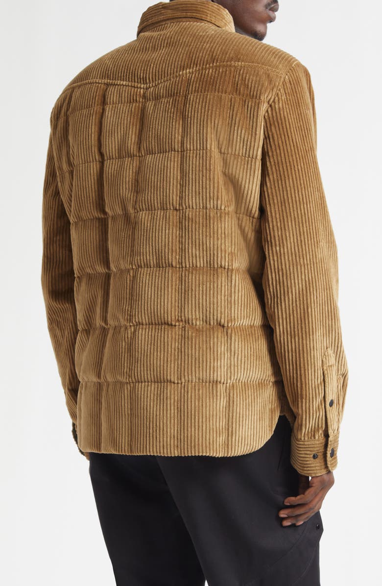 Moncler Gelt Corduroy Puffer Down Shirt Jacket, Alternate, color, Sponge