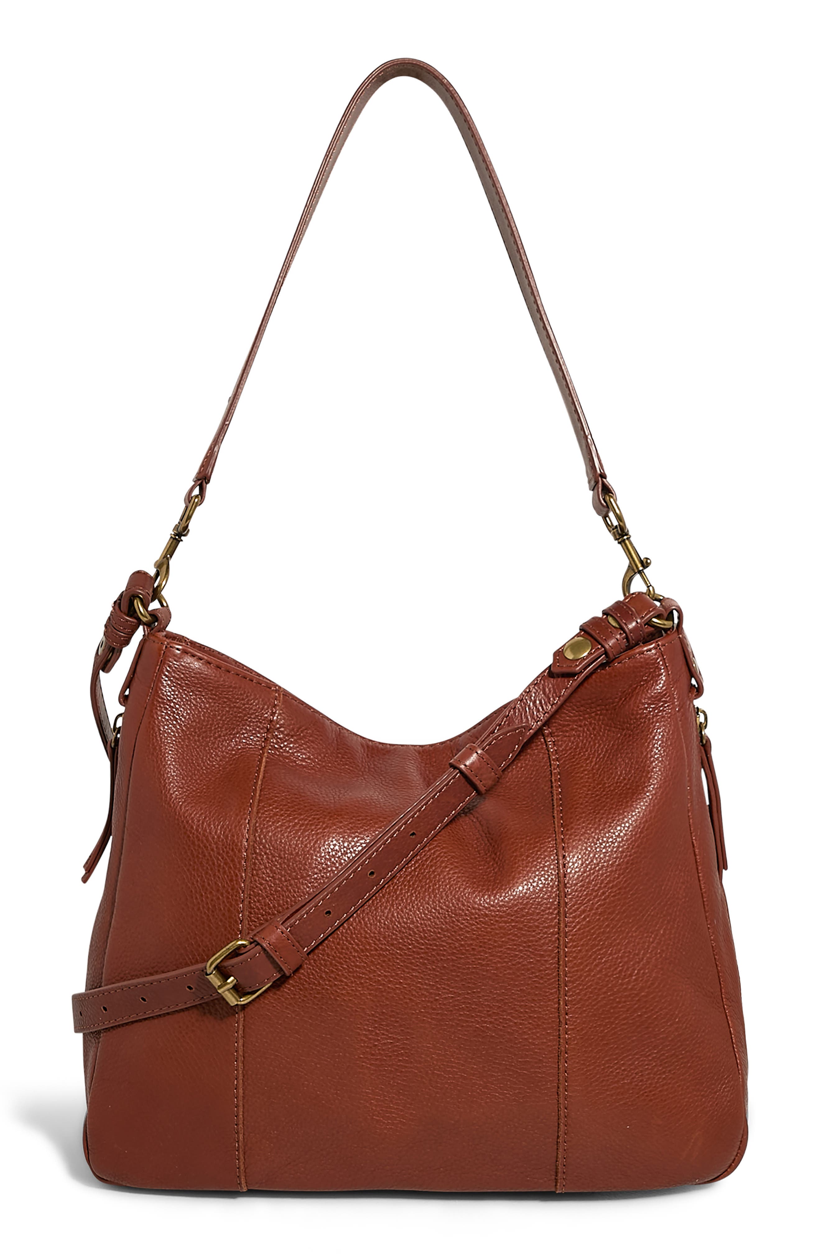 AMERICAN LEATHER CO. Austin Convertible Leather Shoulder Bag, Alternate, color, Brandy