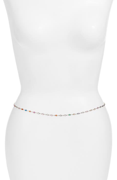 Rainbow Crystal Station Belly Chain