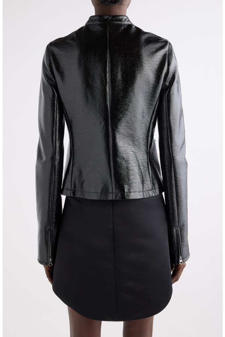 City Vinyl Biker Jacket, Alternate, color, BLACK