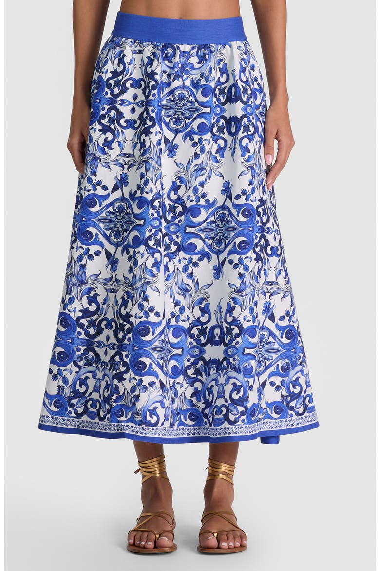 Earla High Waist Linen Blend Midi Skirt, Main, color, SOLSTICE