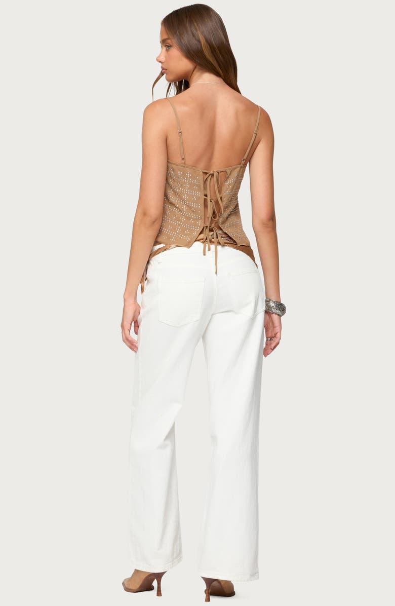 EDIKTED Sunna Studded Crop Top, Alternate, color, Brown