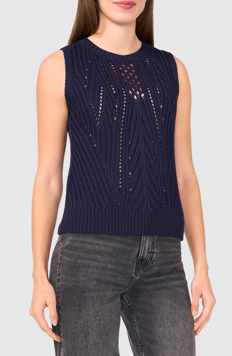Halogen<sup>®</sup> Open Stitch Sleeveless Sweater, Main, color, Classic Navy