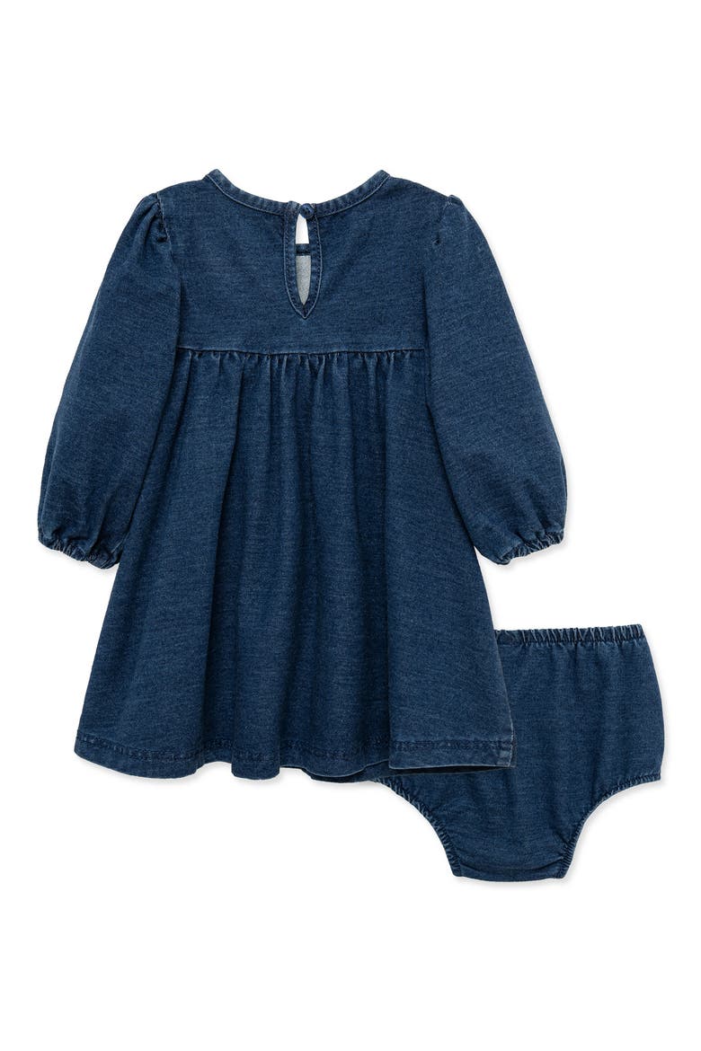Kids' Floral Embroidered Smocked Dress & Diaper Cover Set, Alternate, color, DENIM