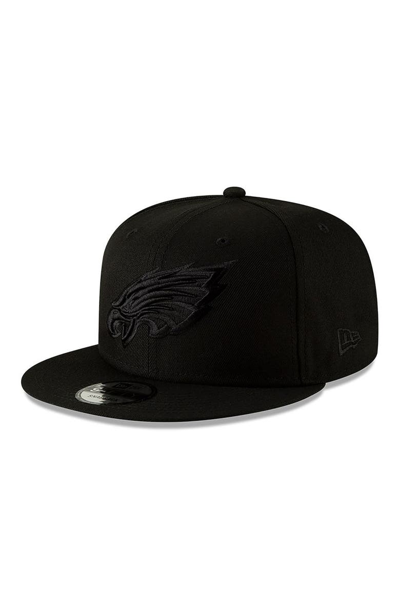 New Era Men's New Era Black Philadelphia Eagles Black On Black 9FIFTY Adjustable Hat, Main, color, Black
