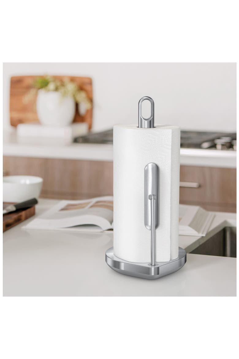 tension arm paper towel holder, Alternate, color, BRUSHED STAINLESS STEEL
