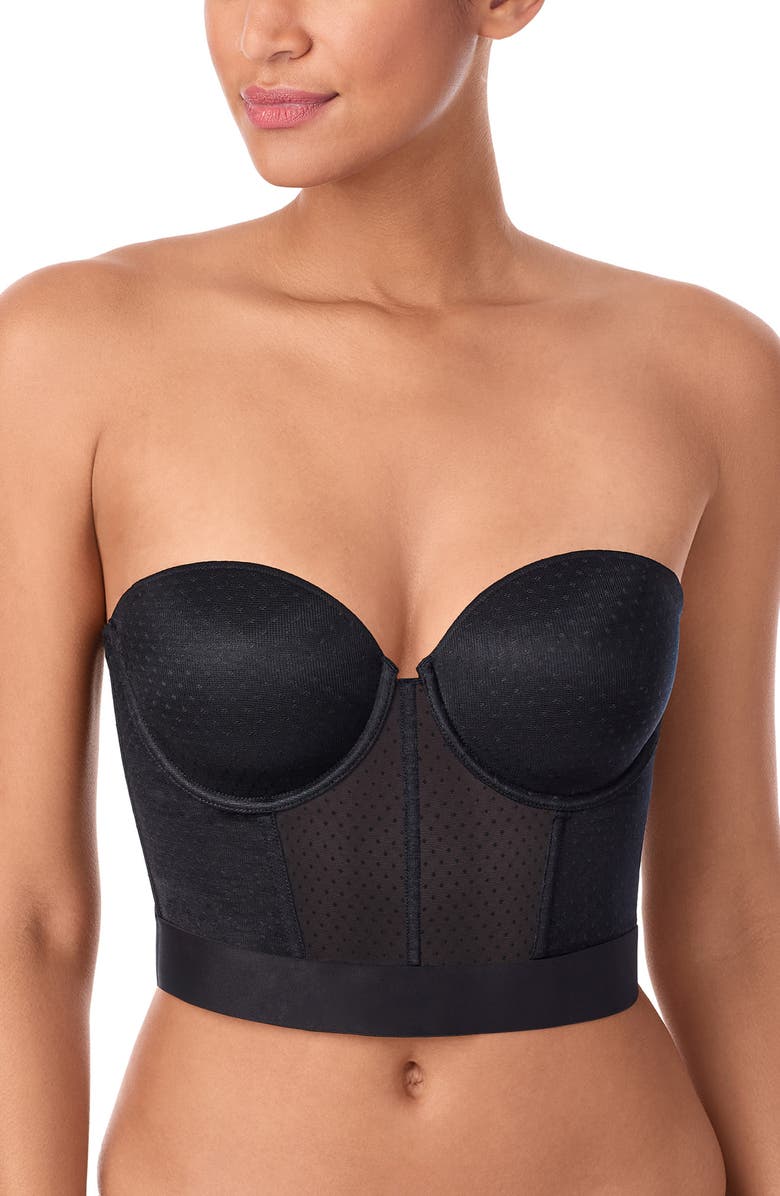 DKNY Dot Mesh Bustier, Alternate, color, Black