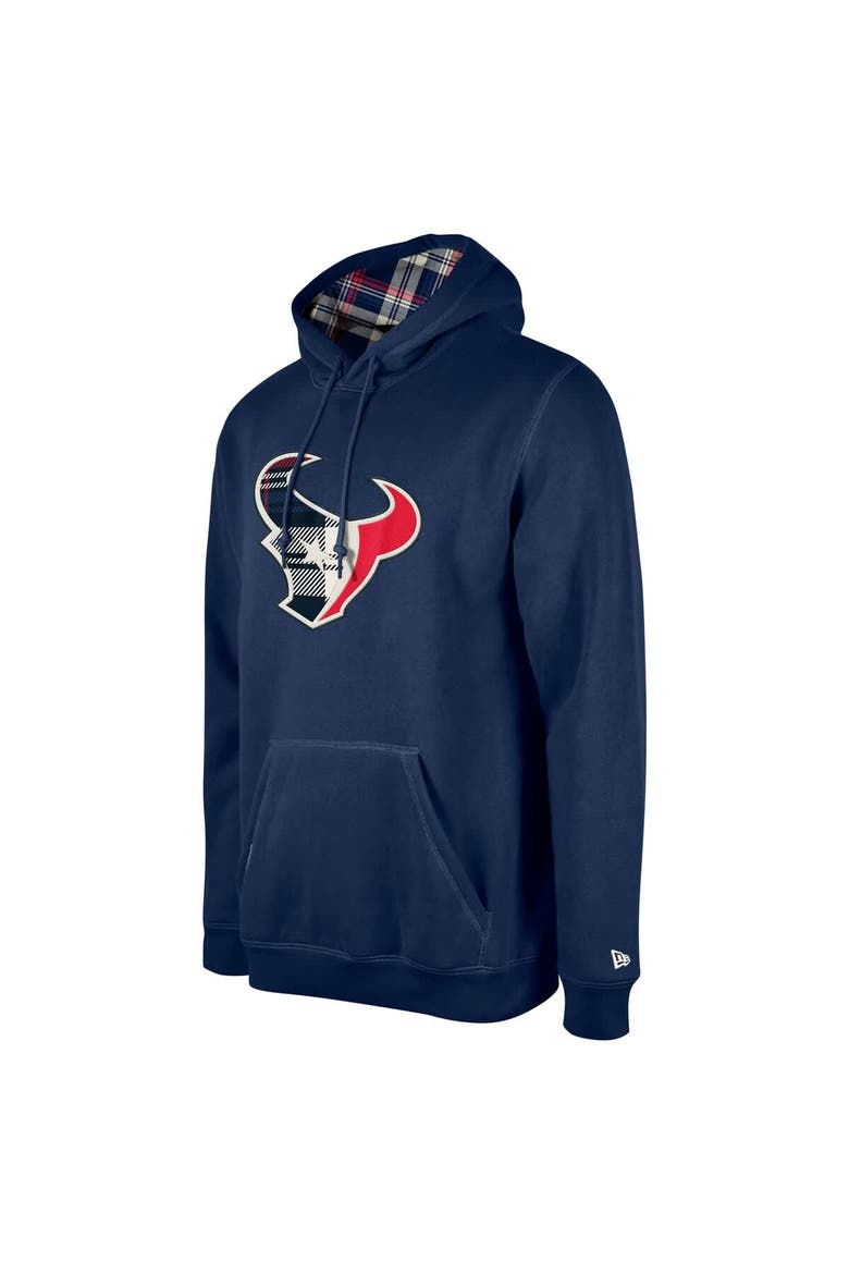 Men's New Era Navy Houston Texans 3rd Down Plaid Pullover Hoodie, Alternate, color, Navy