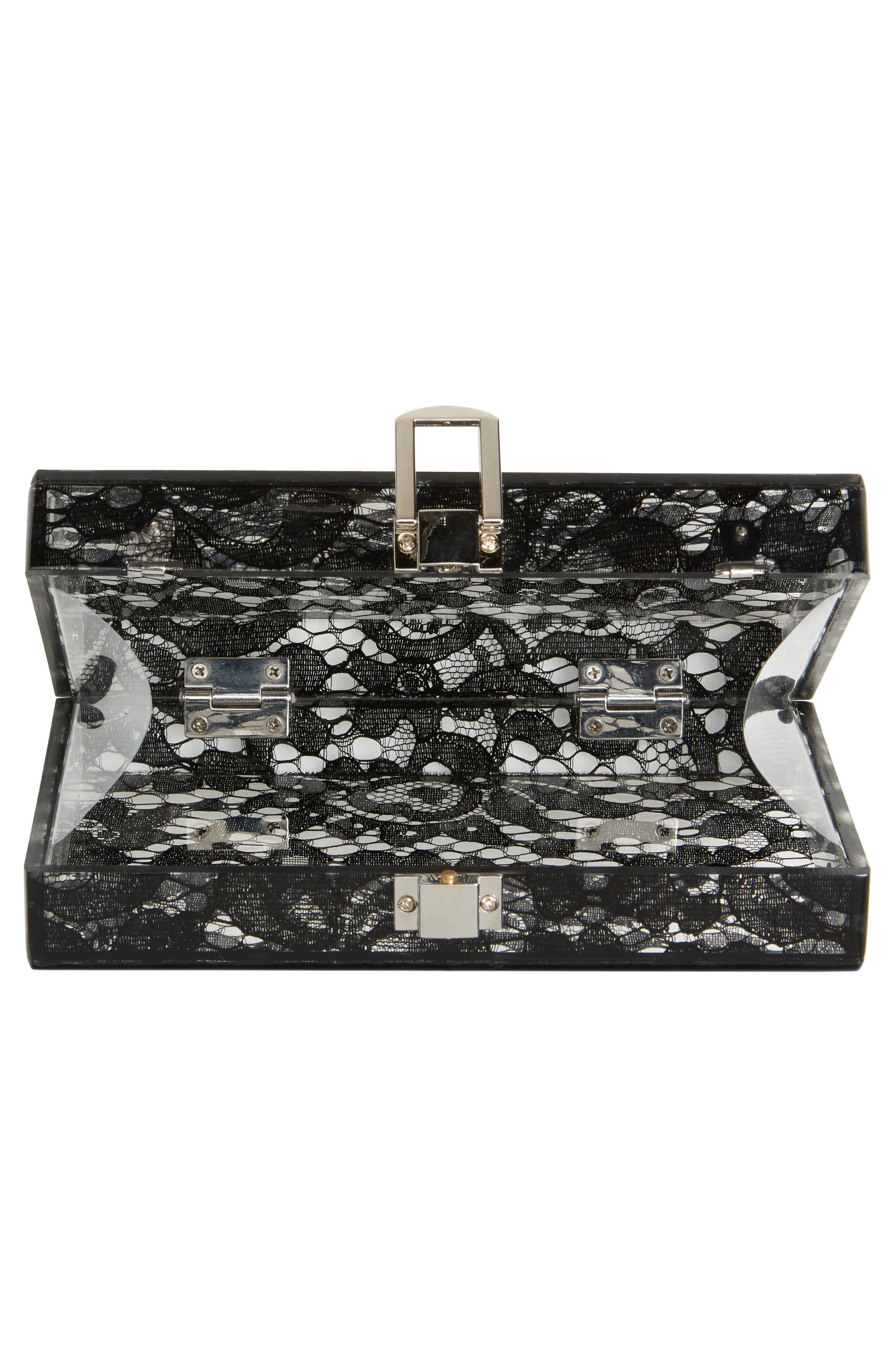 Nordstrom Transparent Lace Box Clutch, Alternate, color, 