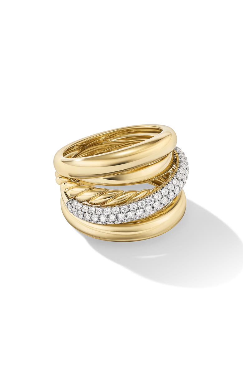 David Yurman Pavé Diamond Five Row Crossover Ring, Alternate, color,