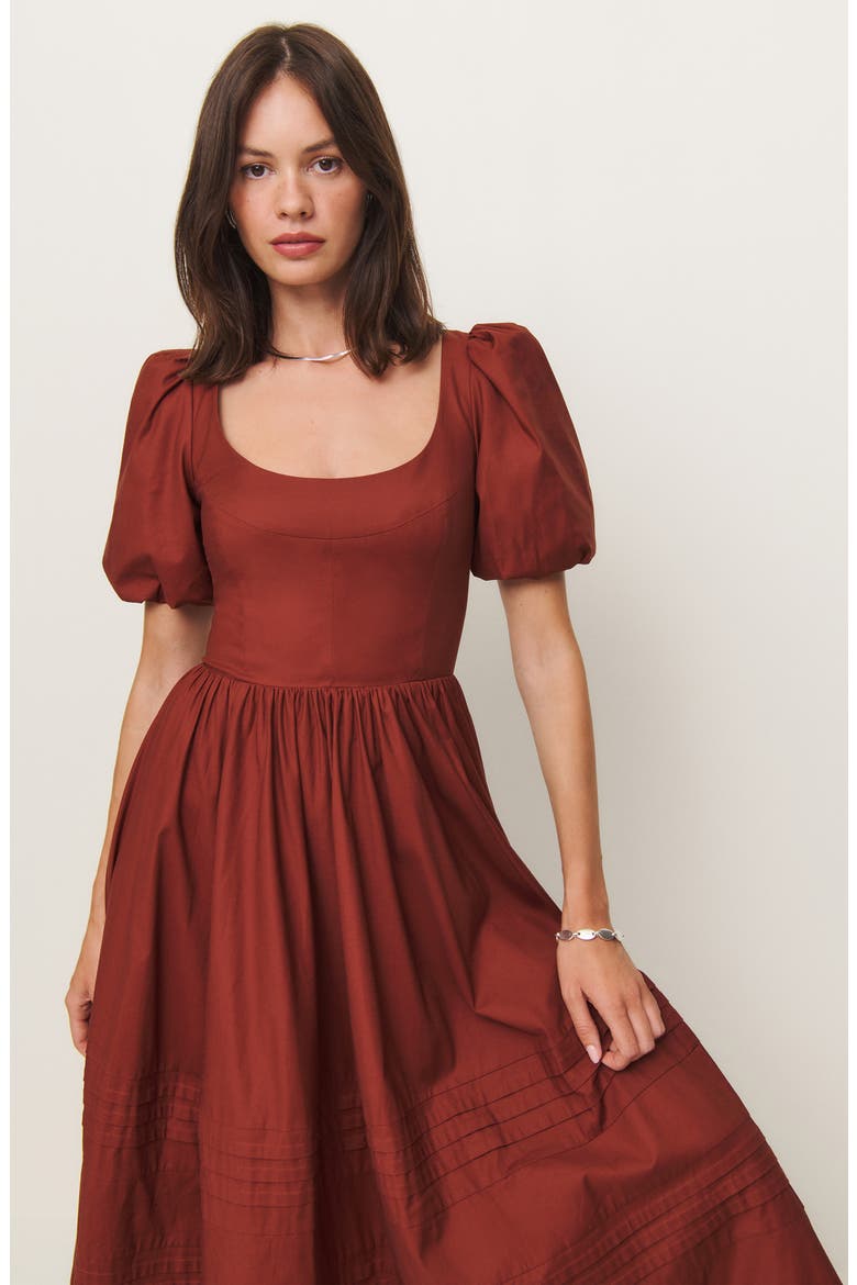 Everlyn Puff Sleeve Stretch Organic Cotton Maxi Dress, Alternate, color, FIG JAM