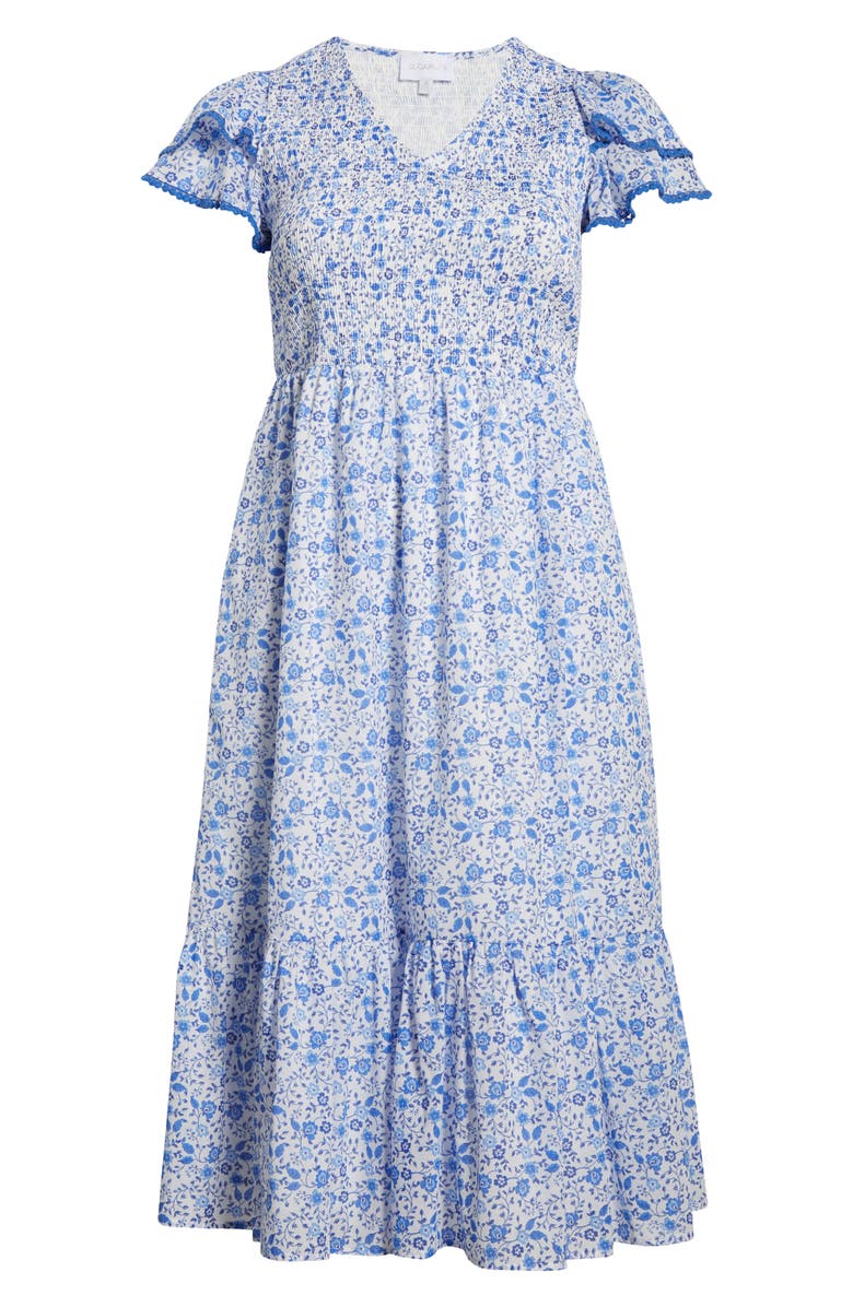 SUGARLIPS Maisie Floral Midi Dress, Alternate, color, White/ Blue Combo