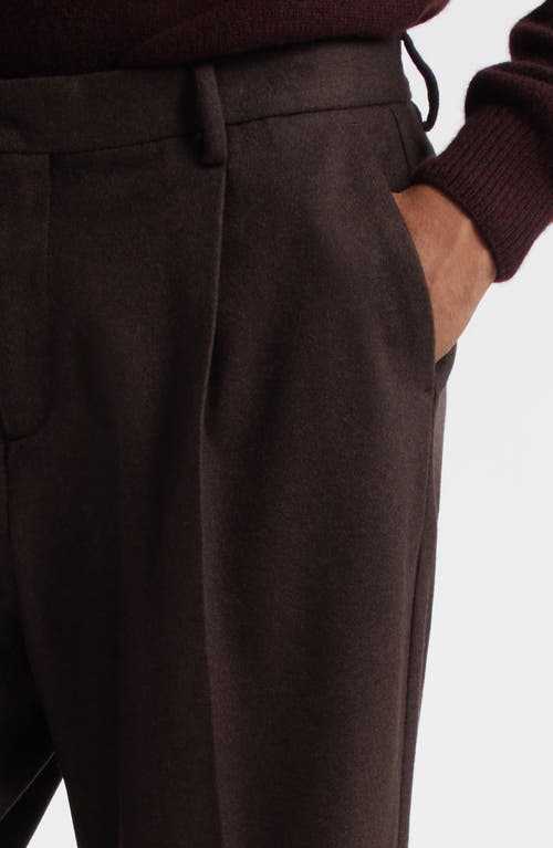 Sunspel Pleated Boiled Wool Trousers In Brown