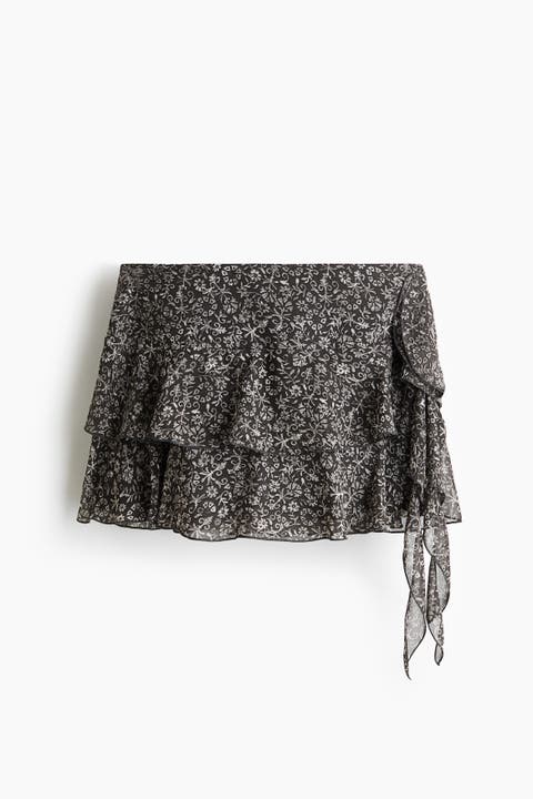 Draped-panel Tiered Skirt