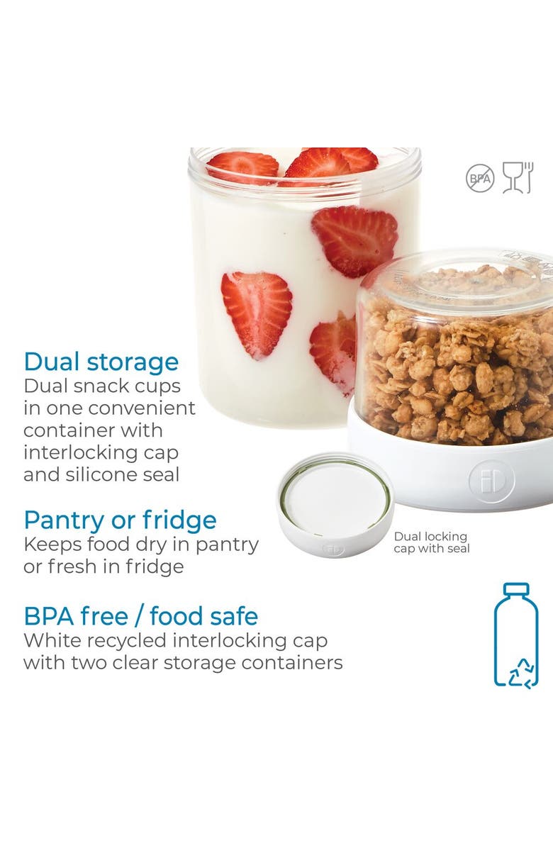 iDesign Medium Stack 'n Snack Food Containers - Set of 4 - Clear/White, Alternate, color, 