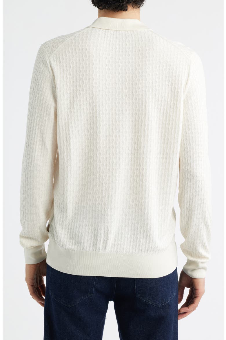 Umbarto Silk Long Sleeve Polo, Alternate, color, OPEN WHITE