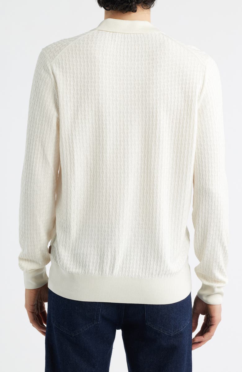 BOSS Umbarto Silk Long Sleeve Polo, Alternate, color, Open White