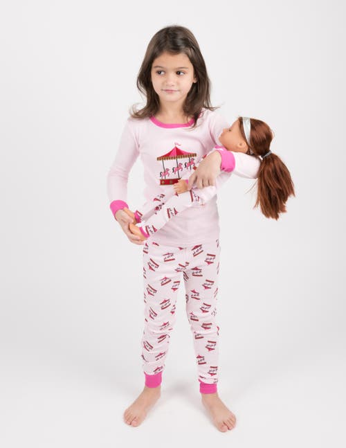 Leveret Girls Matching Doll Printed Cotton Pajamas, Fantasy & Character Prints In Pink