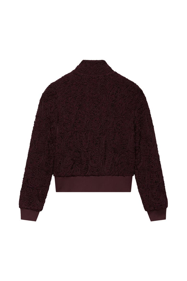 Embroidered Lace Bomber Jacket, Alternate, color, Burgundy
