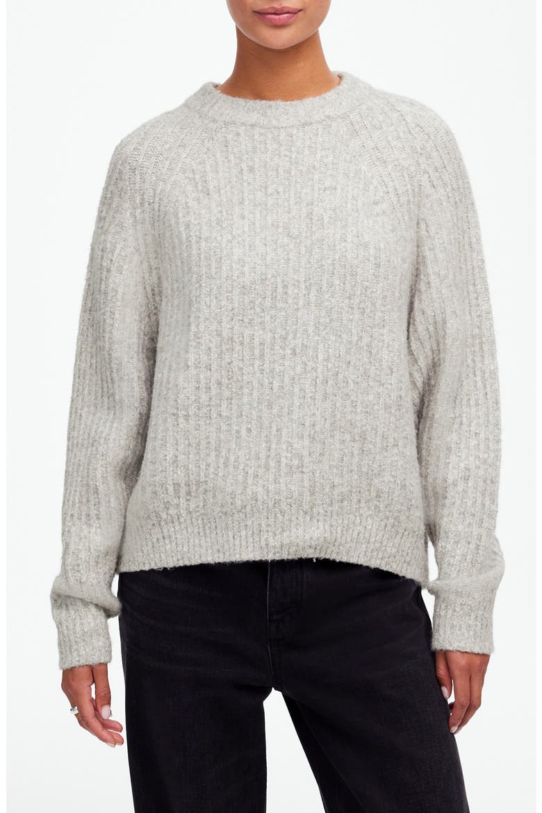 Marled Rib Cotton & Wool Blend Sweater, Main, color, HEATHER DUSK GREY MARL