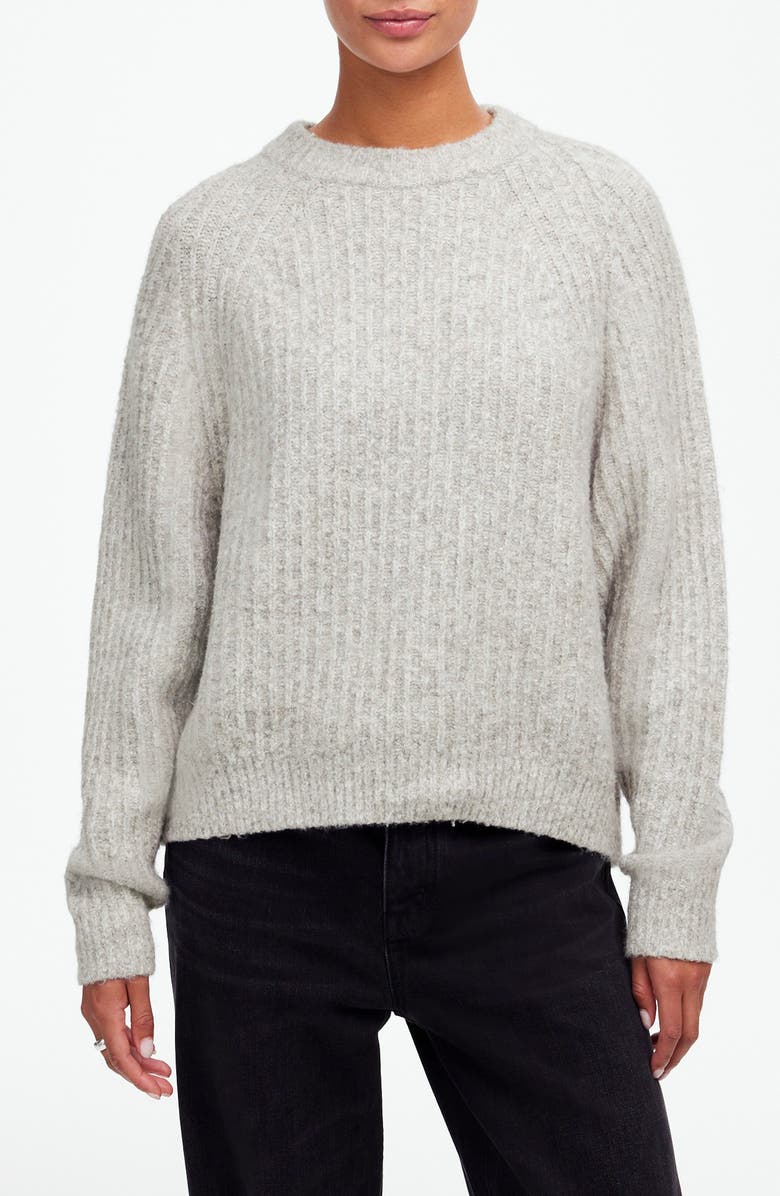 Madewell Marled Rib Cotton & Wool Blend Sweater, Main, color, 