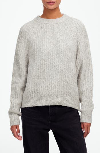 Madewell Marled Rib Cotton & Wool Blend Sweater In Heather Dusk Grey Marl