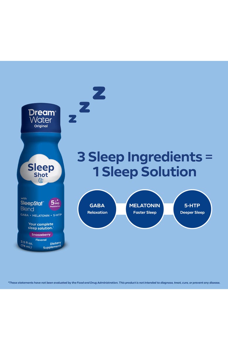 Dream Water Sleep Aid Supplement Drink Melatonin 5Mg, Gaba, 5Htp;  Zero Sugar, Alternate, color, Multicolored