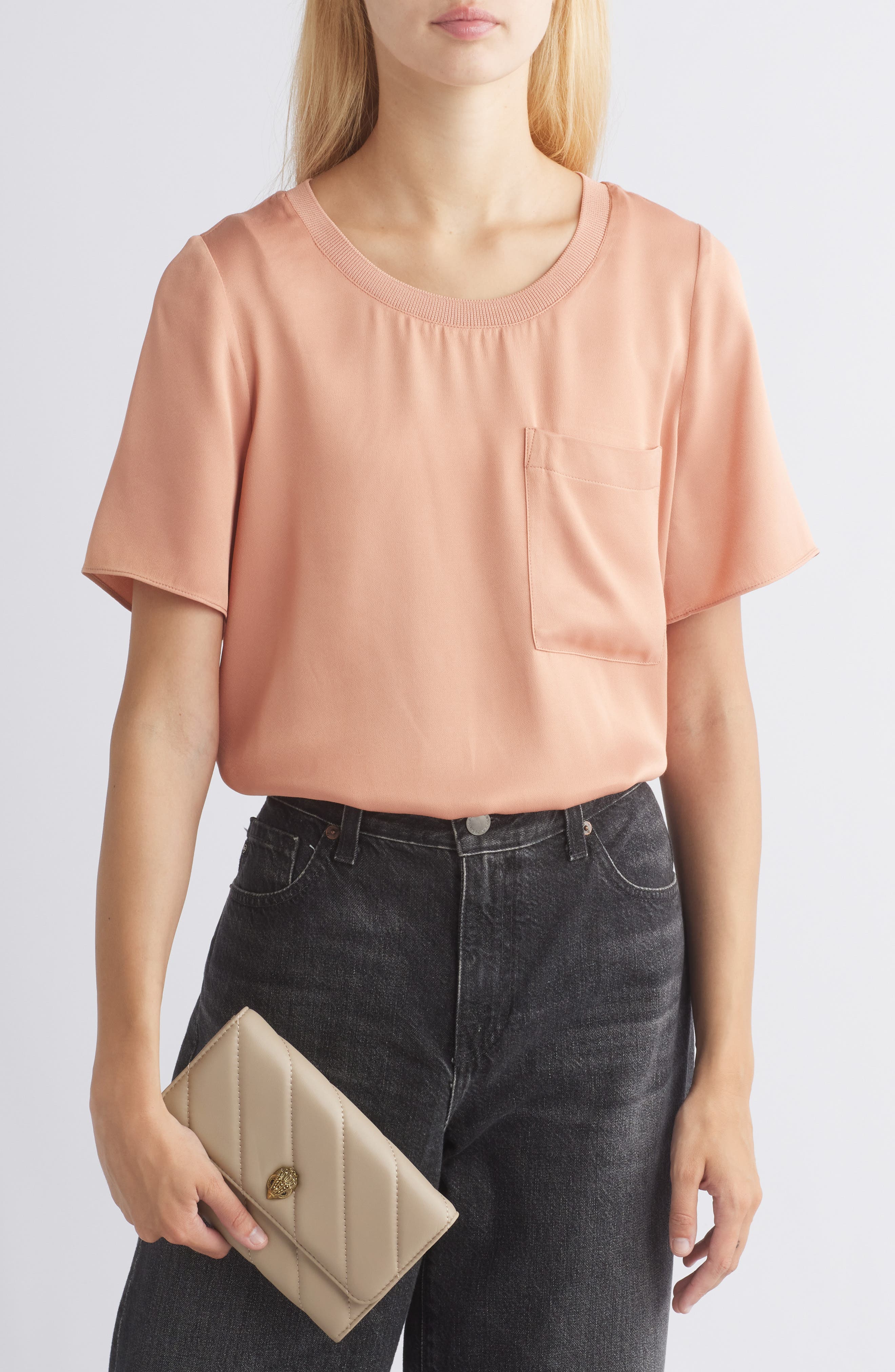 Kurt Geiger London Soho Quilted Leather Wallet on a Chain, Alternate, color, Beige