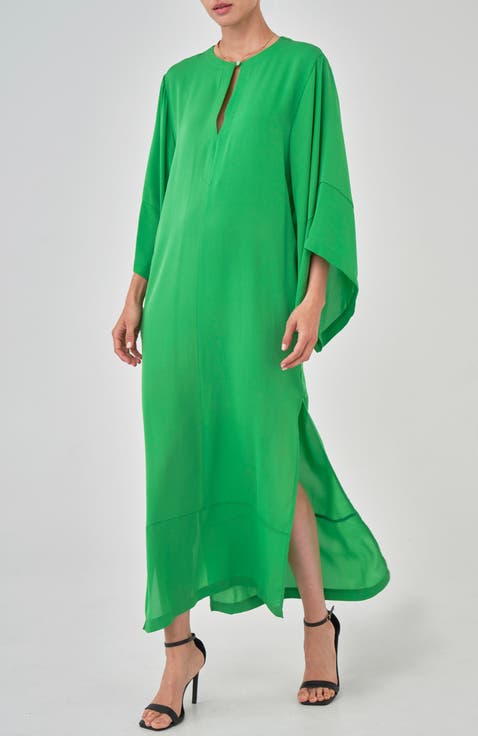 Wide Sleeve Silk Tunic Dress