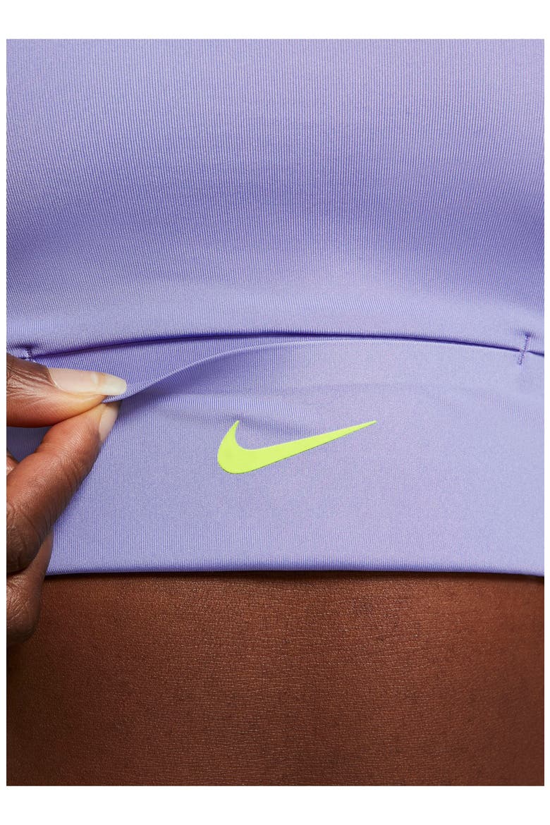 Swoosh Padded Pocket Sports Bra, Alternate, color, LIGHT THISTLE/ SAPPHIRE