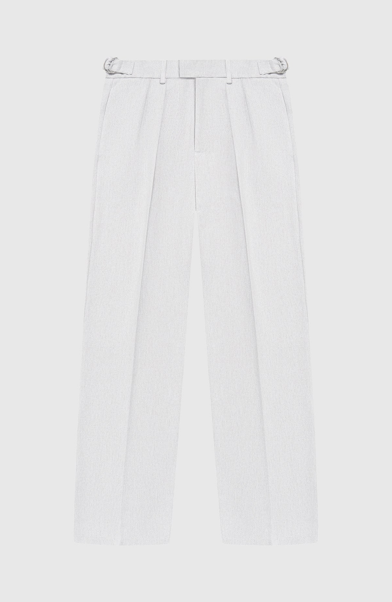 Manière De Voir Pierre Relaxed Fit Textured Pleated Tailored Trousers, Main, color, Grey