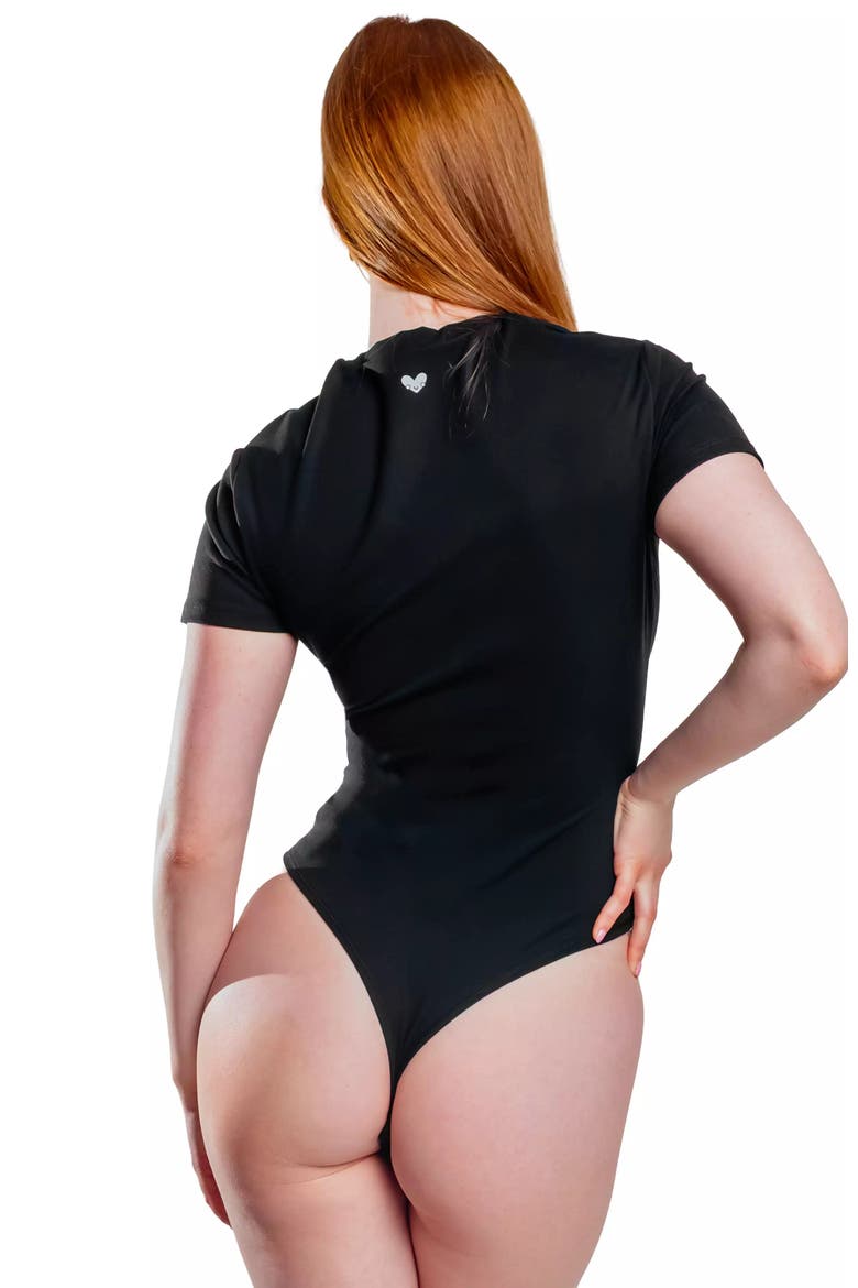 Leakproof T-shirt Thong Bodysuit Liner, Alternate, color, Onyx