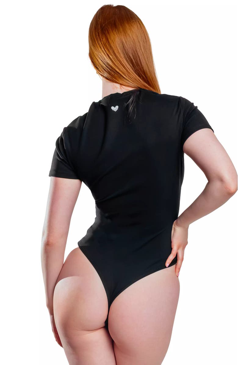 Cheeky Cherry Leakproof T-shirt Thong Bodysuit Liner, Alternate, color, Onyx