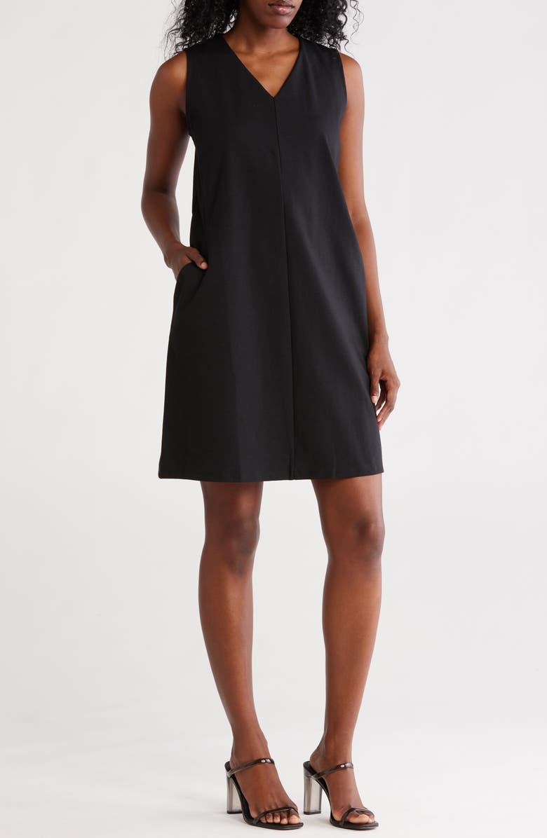Eileen Fisher V-Neck Sleeveless Shift Dress, Main, color, 