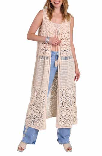 SAACHI Crochet Longline Duster Cardigan