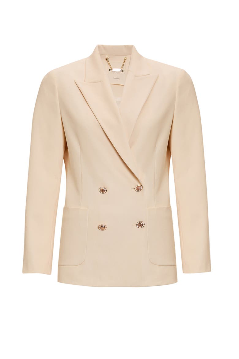 Double Breasted Regular Woven Blazer Jacket, Alternate, color, ECRU