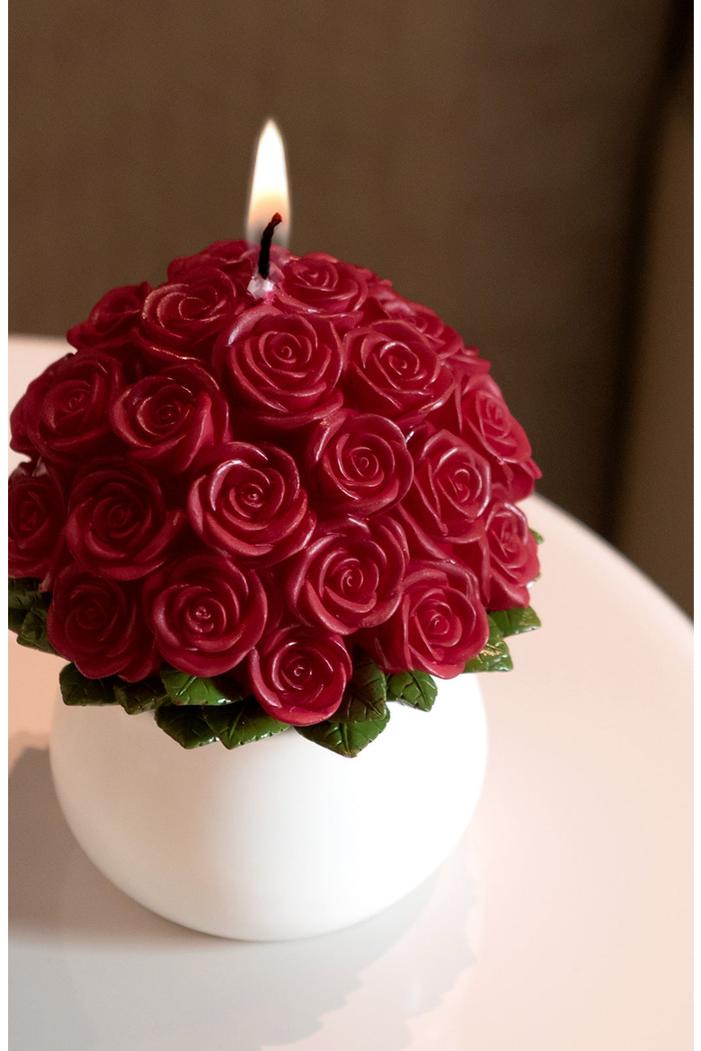 Rose Bouquet Candle, Alternate, color, Dark Red Rose