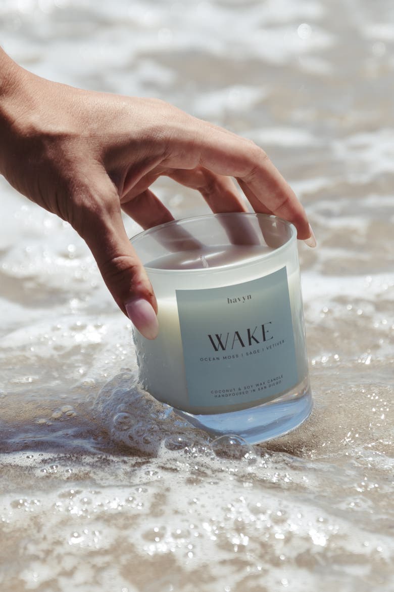 Wake (Ocean Moss, Sage, Vetiver) EU Allergen-Free Candle, Alternate, color, 8 oz