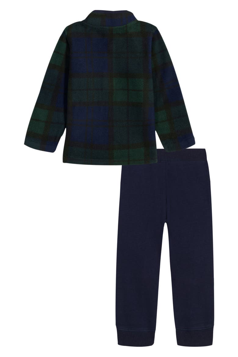 Plaid Fleece Quarter Zip Pullover & Knit Pants, Alternate, color, BLUE MULTI