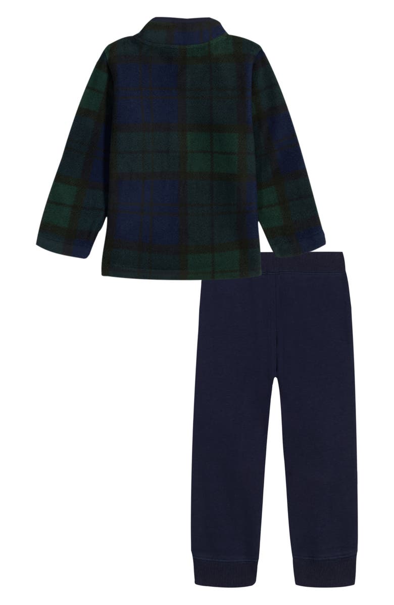 Nautica Plaid Fleece Quarter Zip Pullover & Knit Pants, Alternate, color, Blue Multi