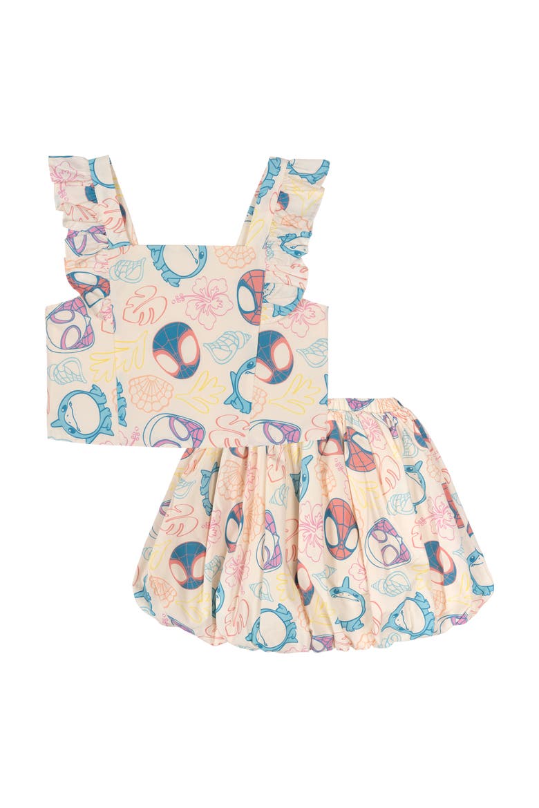 Spidey and His Amazing Friends Sleeveless Tank Top and Bubble Skort 2-Piece Set, Main, color, Cream Spidey Friends