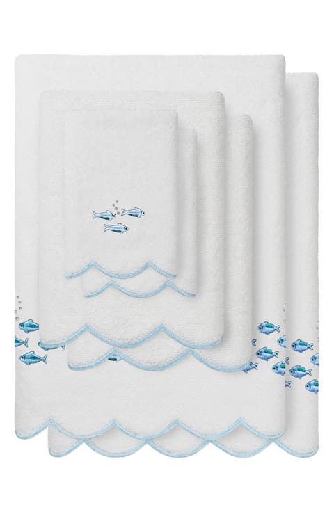 6-Piece Fish School Turkish Cotton Towel Set