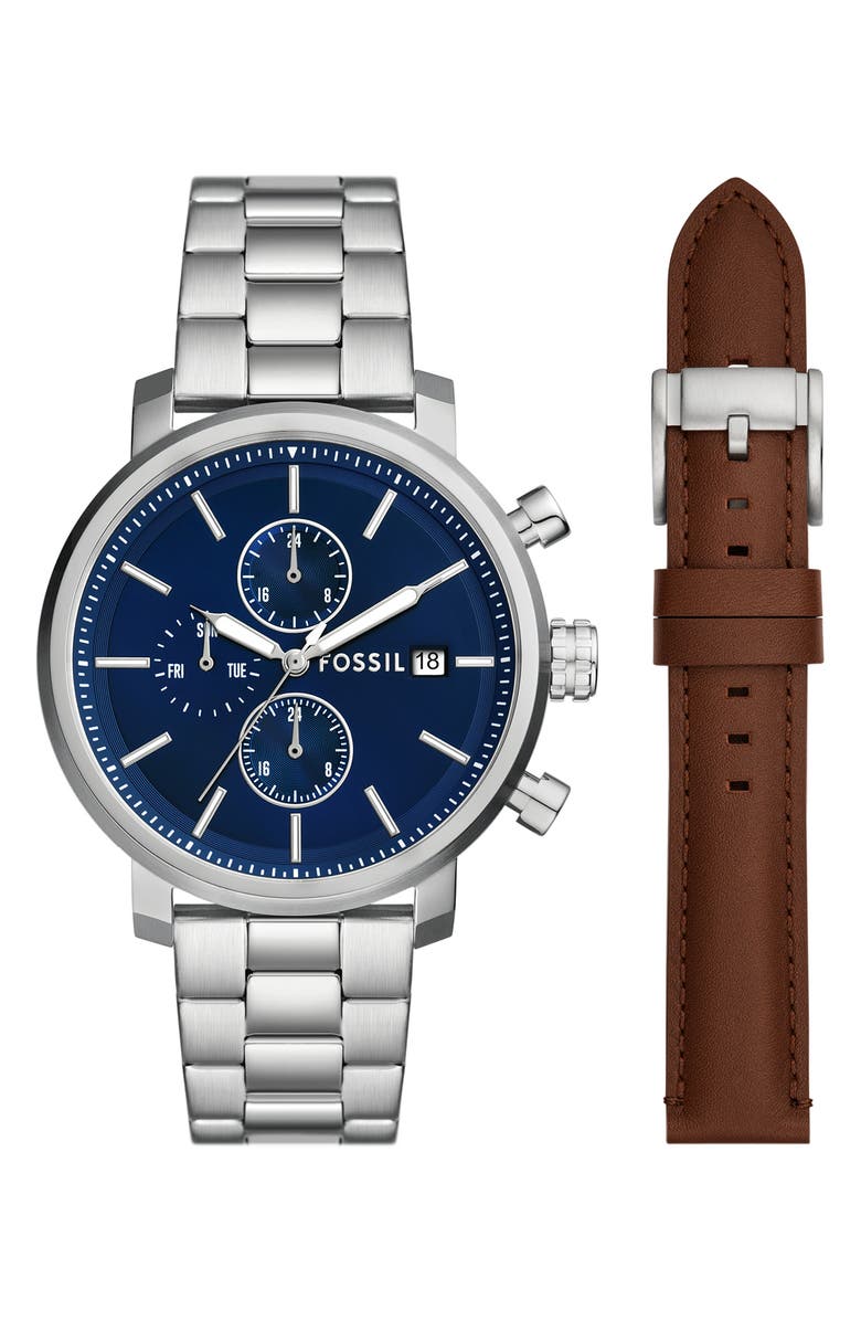 Fossil Rhett Multifunction Quartz Bracelet Watch, 43mm, Alternate, color, Silver