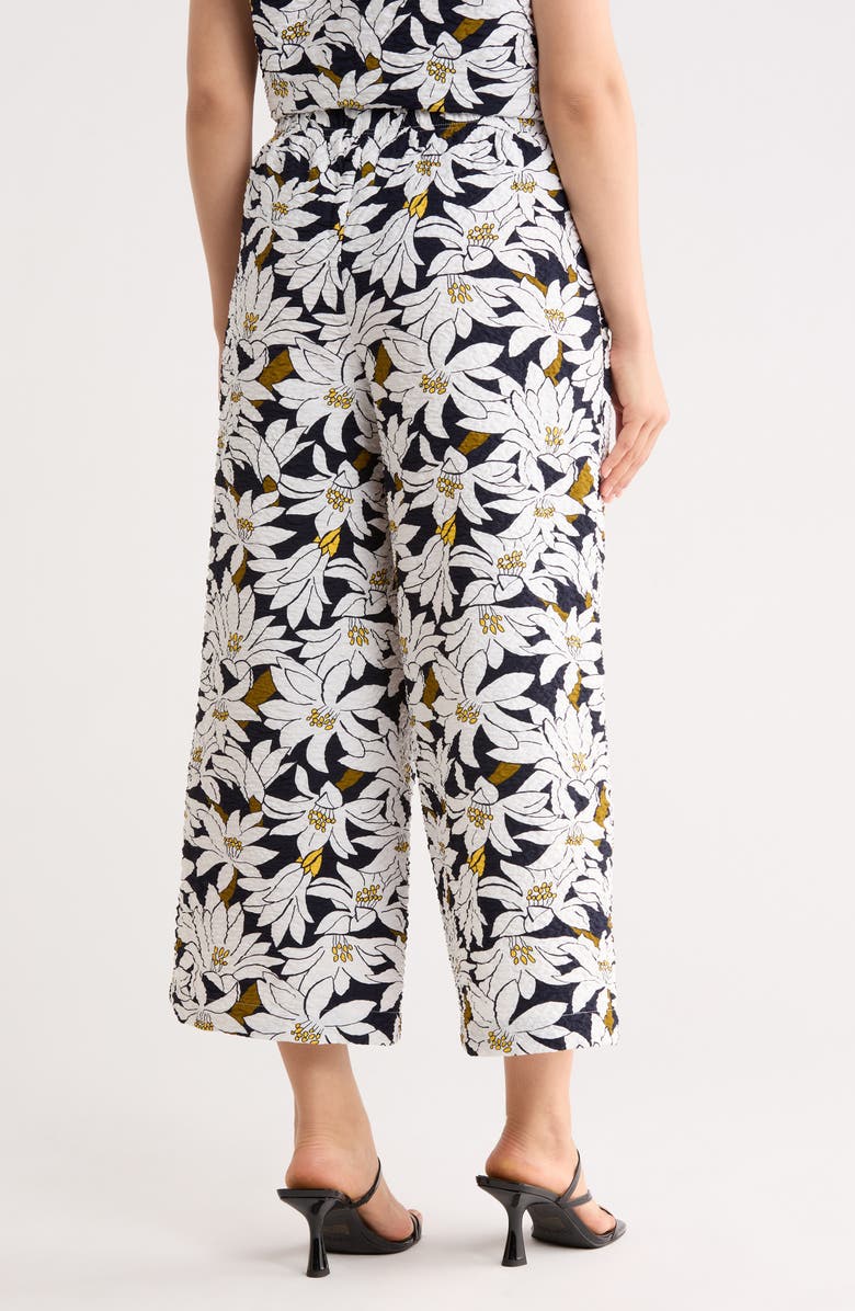 Adrianna Papell Crinkle Wide Leg Pants, Alternate, color, Navy/ Ivory Lily