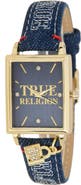 True Religion Charm Tank Denim Strap Watch, 25.4mm
